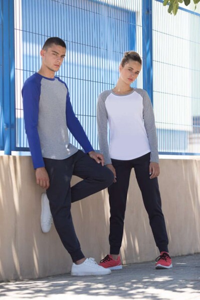 Men's Long Sleeved Baseball T - White / Oxford Navy / XS