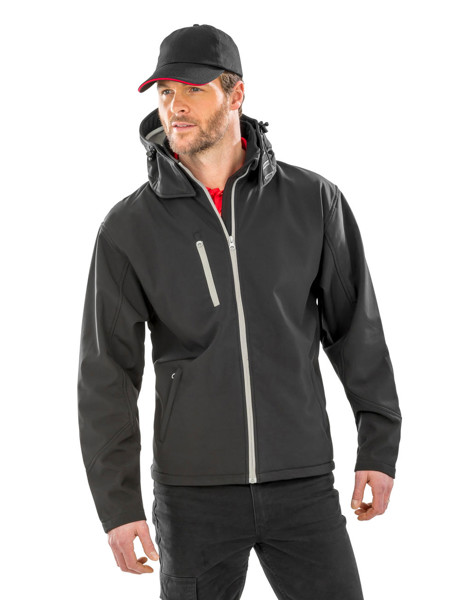 Tx Performance Hooded Softshell Jacket - Black / Grey / 3XL