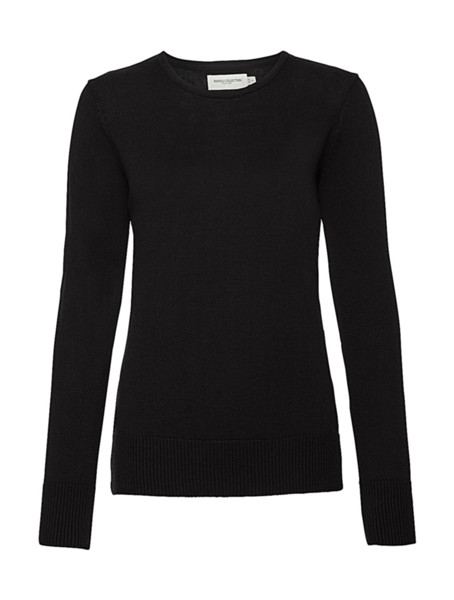 Ladies' Crew Neck Knitted Pullover - Black / XL