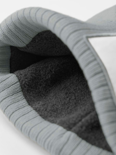 Appliqué Patch Pom Beanie - Ash / White