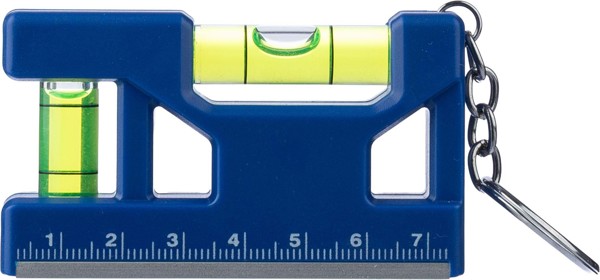 Porte-clés niveau à bulle en ABS recyclé Indira - bleu cobalt