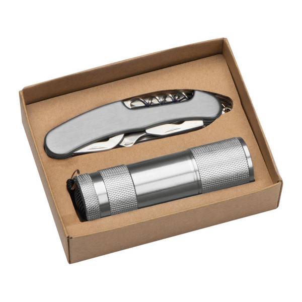 Set torch and pocket knife Dover - Grey