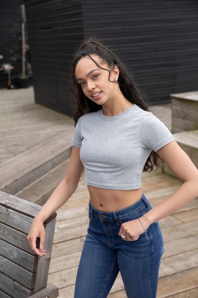 Women's Tri-Blend Cropped T - Solid White / L