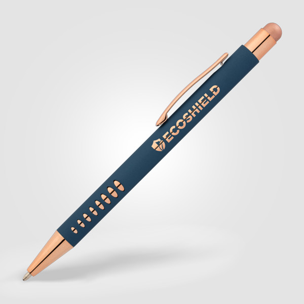 Bowie Or Rose Stylo avec Stylet - Bleu marine / Jet d’encre 4 couleurs