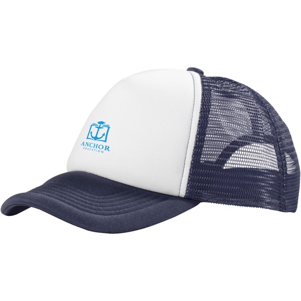 Boné de 5 painéis de 100 g/m² Trucker - Azul marinho / Branco