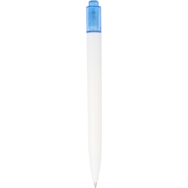 Esferográfica de plástico do oceano Thalaasa (tinta preta) - Azul transparente / Branco