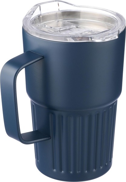 Recycled stainless steel double-walled travel mug (450 ml) Calo - White