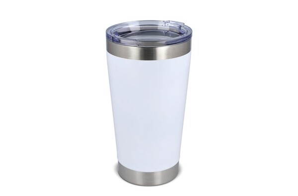 Cango ceramic thermo mug, 500ml, recycled steel - White