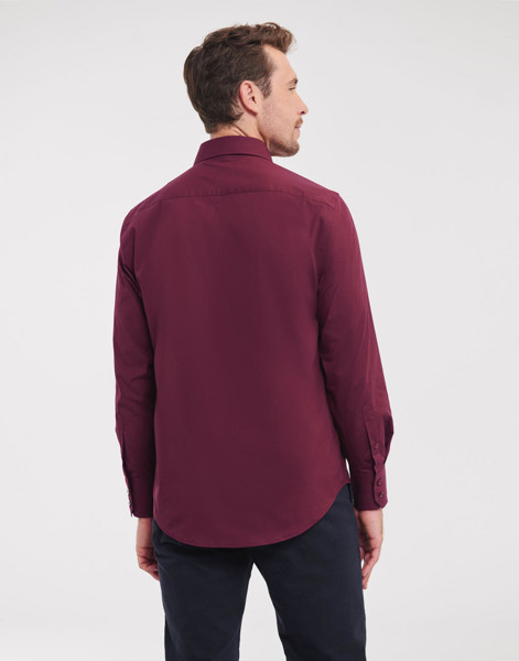 Fitted Long Sleeve Stretch Shirt - White / 3XL