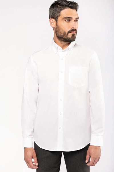 Muška oxfordska košulja dugih rukava - Bijela / L