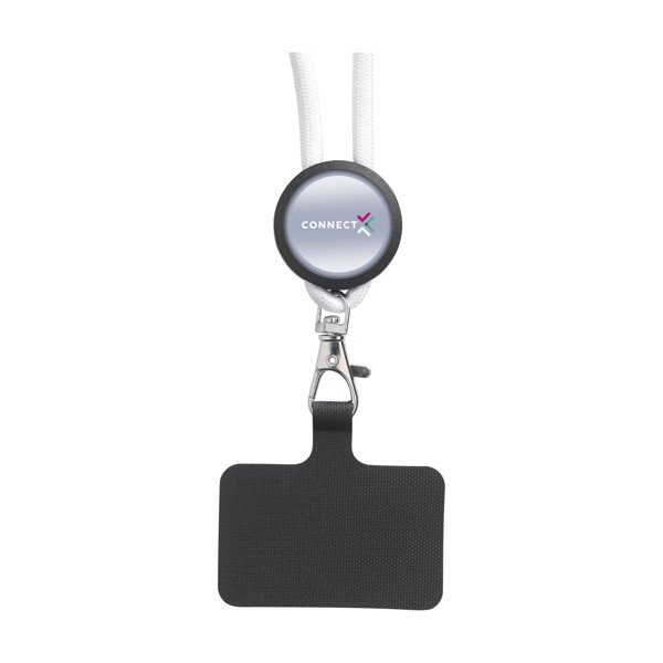 Lace Lanyard GRS RPET 0,5 cm cordelière téléphonique - blanc