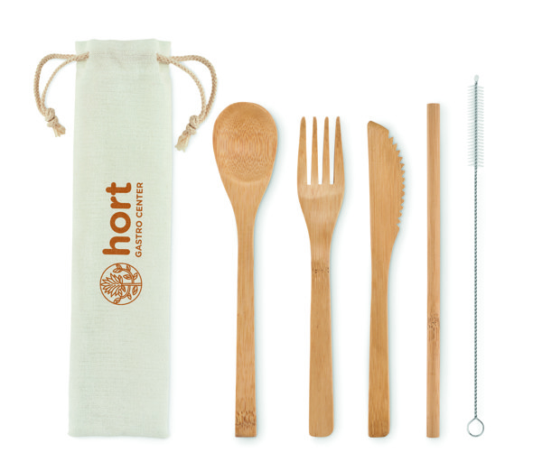 Couverts en bambou avec paille Setstraw