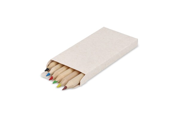 6 colouring pencils in recycled milkcarton box