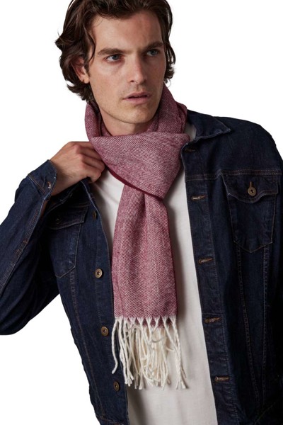 Fringed Scarf - Wine / Natural