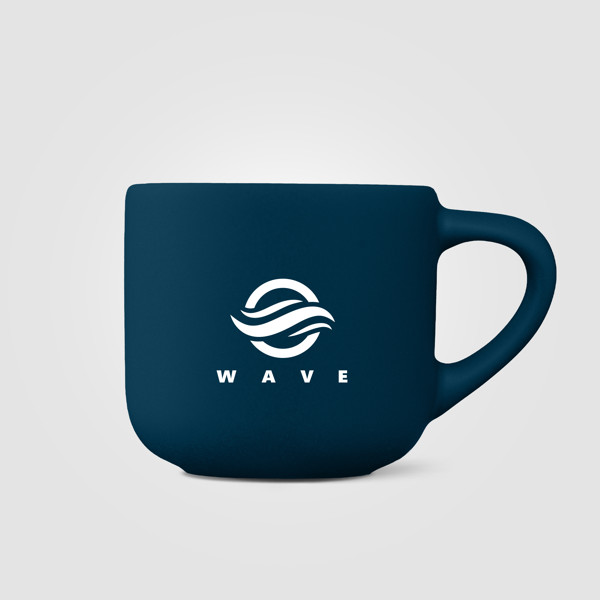 Tasse espresso Alba en céramique avec finition mate – 90 ml - Bleu marine / Sérigraphie