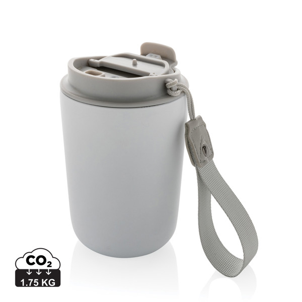 Termohrnček Cuppa z RCS recykl. nerezovej ocele s lanyardom - Biela