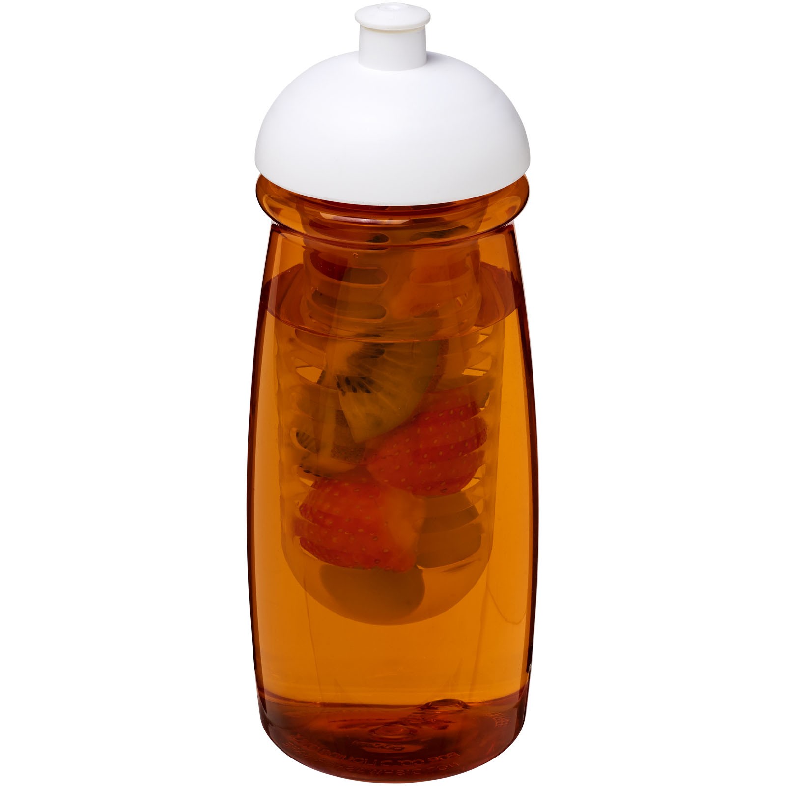 Sportovní láhev s infuzérem a kupolovitýmvíčkem H2O Pulse® 600 ml - Transparentní oranžová / Bílá