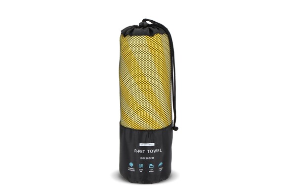 Serviette de plage R-PET à séchage rapide 100 × 180 cm, sublimation - Jaune
