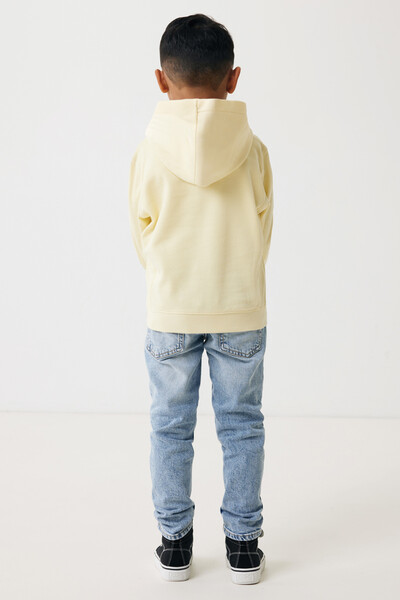 Dětská mikina s bočními kapsami IQONIQ Yengo z rec. bavlny - Cream Yellow / 78