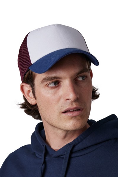 Trucker Cap - 5 Panels - White / Indigo / Wine