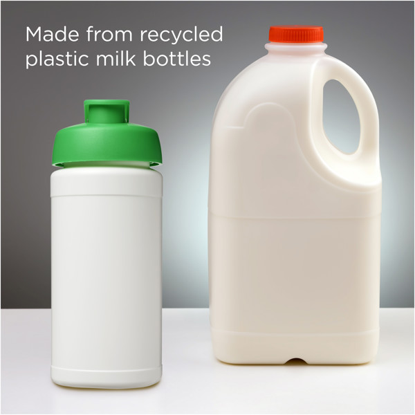 Bouteille de sport Baseline de 500 ml recyclée avec couvercle rabattable - Blanc / Vert