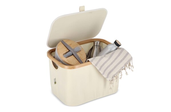 InSideOut folding basket with lid Sogne 38 x 26 x 25cm rPET - Ecru