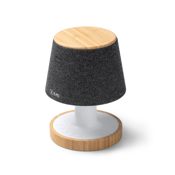 Altavoz lámpara personalizado de RPET y bambú 5W con temporizador y 3 modos de luz