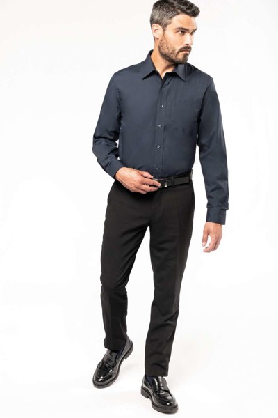 Men's Long-Sleeved Cotton Poplin Shirt - White / M