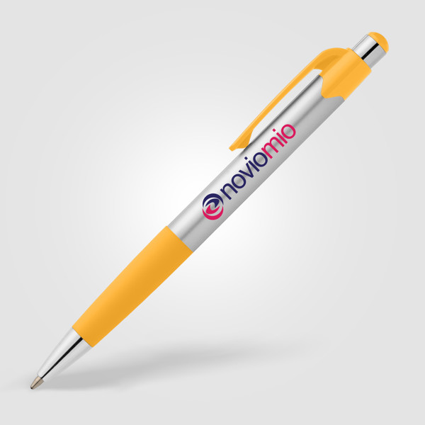 Smoothy Recycled Plastic Colour Grip Pen - Yellow / Silkscreen