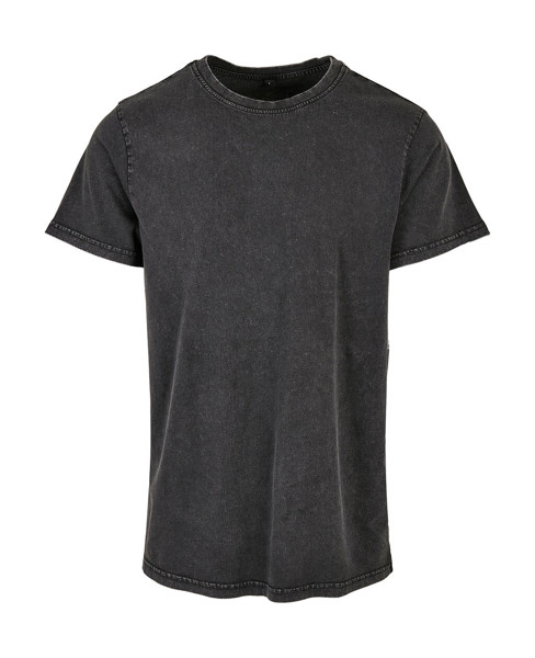 Acid Washed Round Neck Tee - Black / 2XL