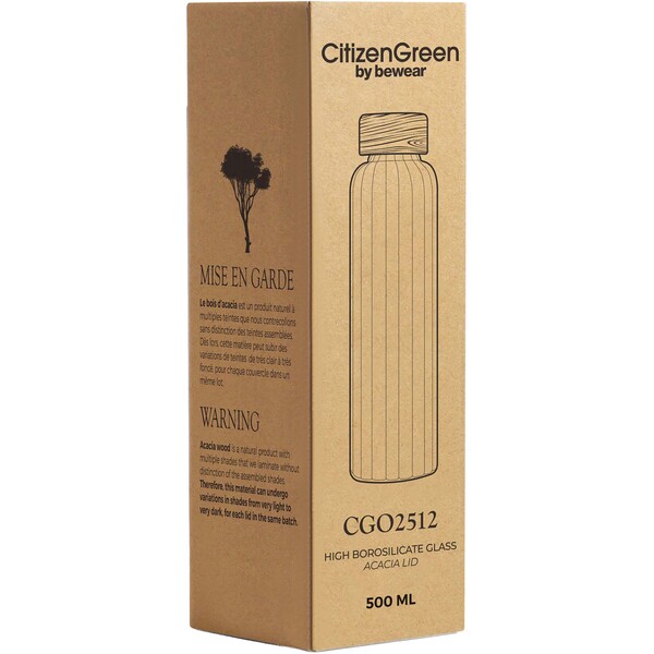 Citizen Green Purflow 500 ml borosilicate glass water bottle