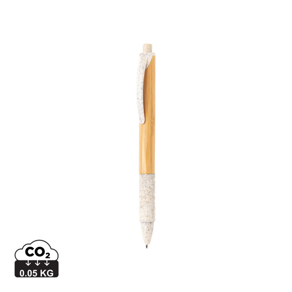 Pen lavet af bambus og hvedestrå - Hvid
