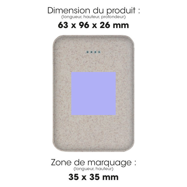 KOMUGI - BATTERIE DE SECOURS ECO - 10 000 MAH - EN PAILLE BLÉ RECYCLÉE