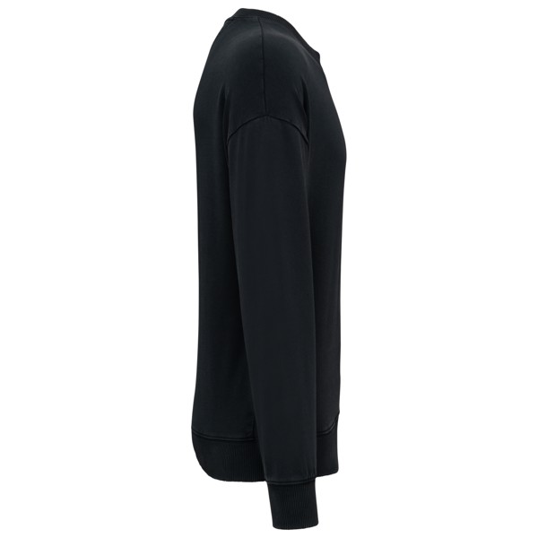 Unisex Washed Effect Oversize Round Neck Sweatshirt - Washed Black / XS