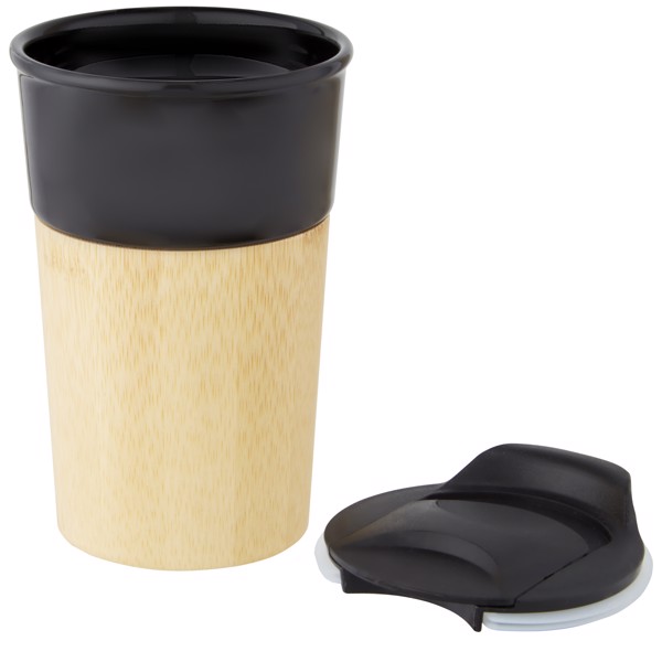 Caneca de porcelana de 320 ml com parede exterior de bambu "Pereira"