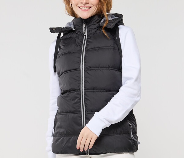 Bodywarmer doudoune femme avec capuche - BLACK / GREY / XXL