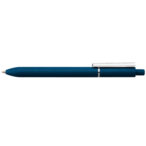 Stylo Lark en plastique recyclé avec clip anti-stress - Bleu marine / Jet d’encre 4 couleurs