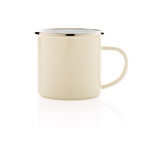 Xd Collection enamel mug, 350 ml carbon steel - White