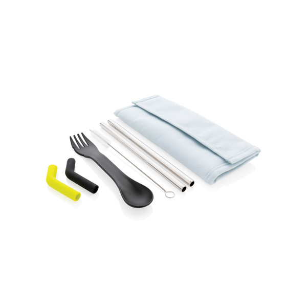Set pailles 2 pcs et couverts Tierra - Bleu