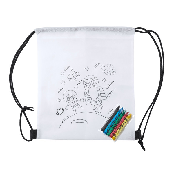 Mochila infantil de cuerdas personalizada de non-woven con diseño para colorear