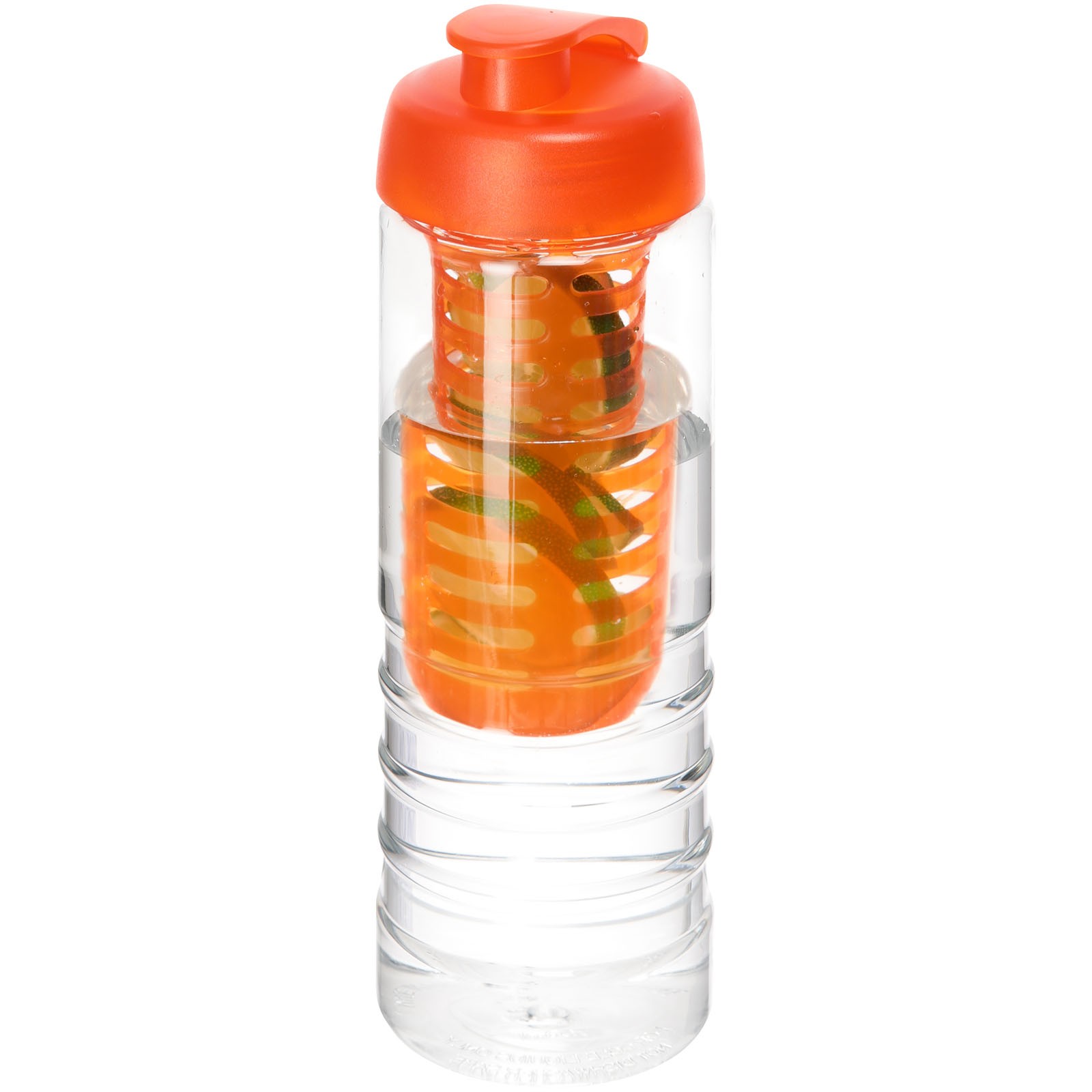 H2O Active® Treble 750 ml flip lid bottle & infuser - Transparent / Orange