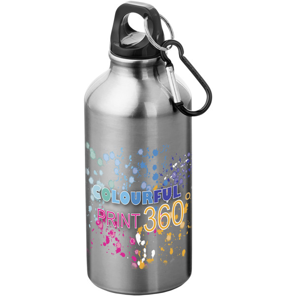 Oregon 400 ml Aluminium Trinkflasche mit Karabinerhaken - silber