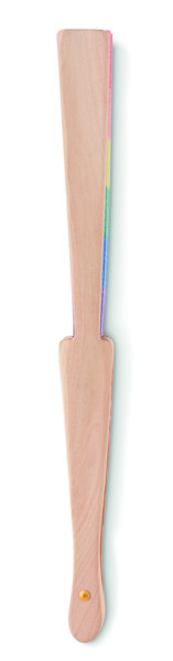 Rainbow wooden hand fan Bowfan