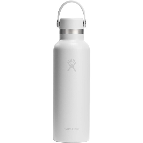 Hydra Flask Standard Mouth 621 ml isolierte Edelstahl Trinkflasche mit Strohhalmverschluss - weiss