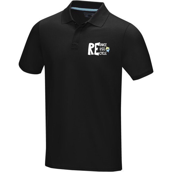 Polo para homem em material de orgânico "Graphite" - Preto liso / XS