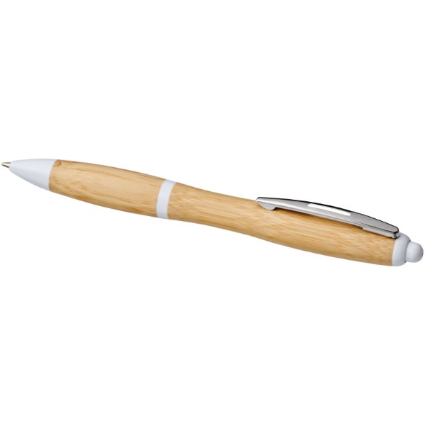 Stylo bille en bambou Nash (encre bleue) - Naturel / Blanc