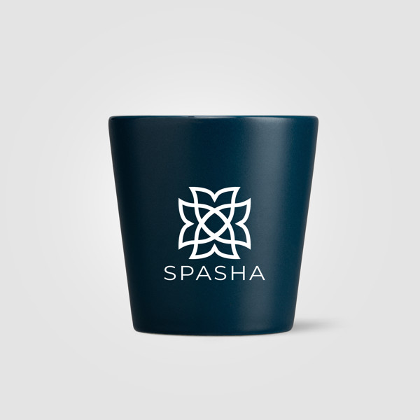 Trieste - Tasse en céramique mate de 180 ml - Bleu marine / Sérigraphie