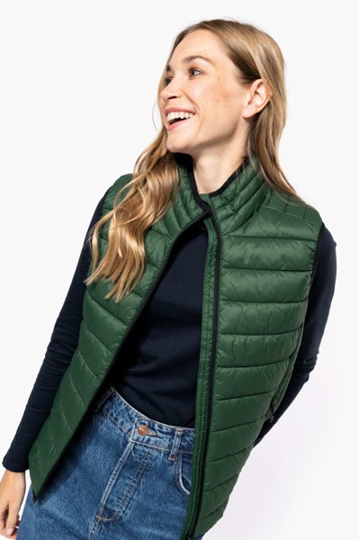 Ladies' Lightweight Sleeveless Fake Down Jacket - White / M