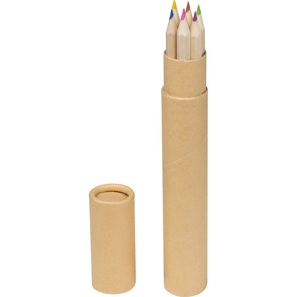 Paperboard quiver with 7 pencils - Brown