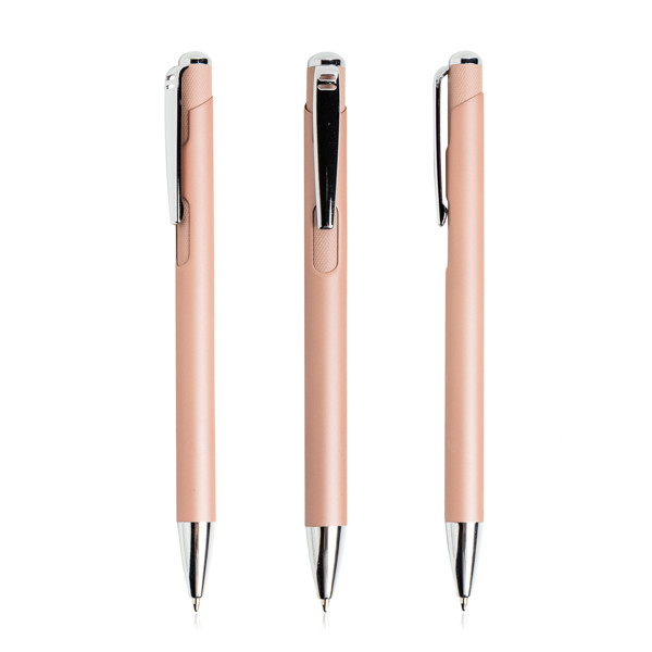 Stylo À Bille En Aluminium, Avec Des Détails Argentés - Or Rose